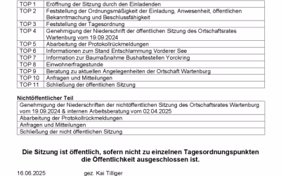 Öffentliche Sitzung Ortschaftsrat